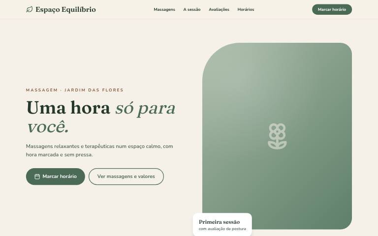 Site de exemplo de um espaço de massagem