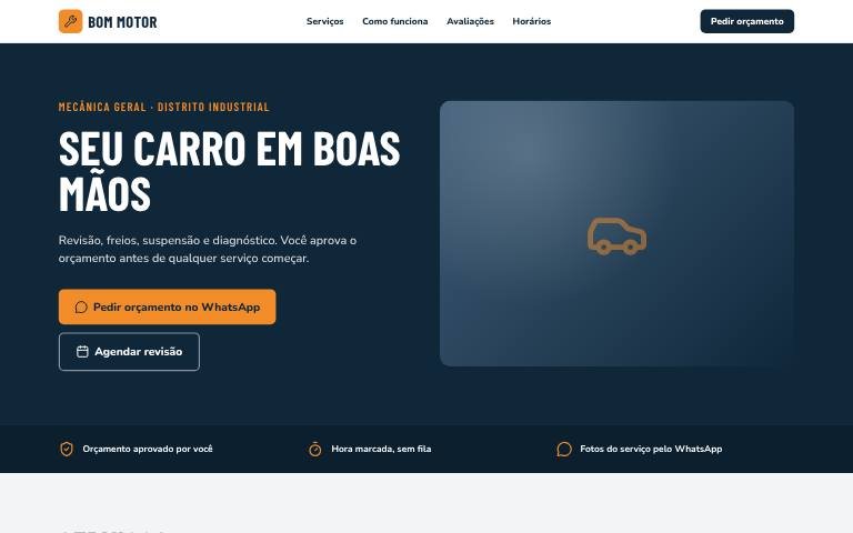 Site de exemplo de uma oficina mecânica